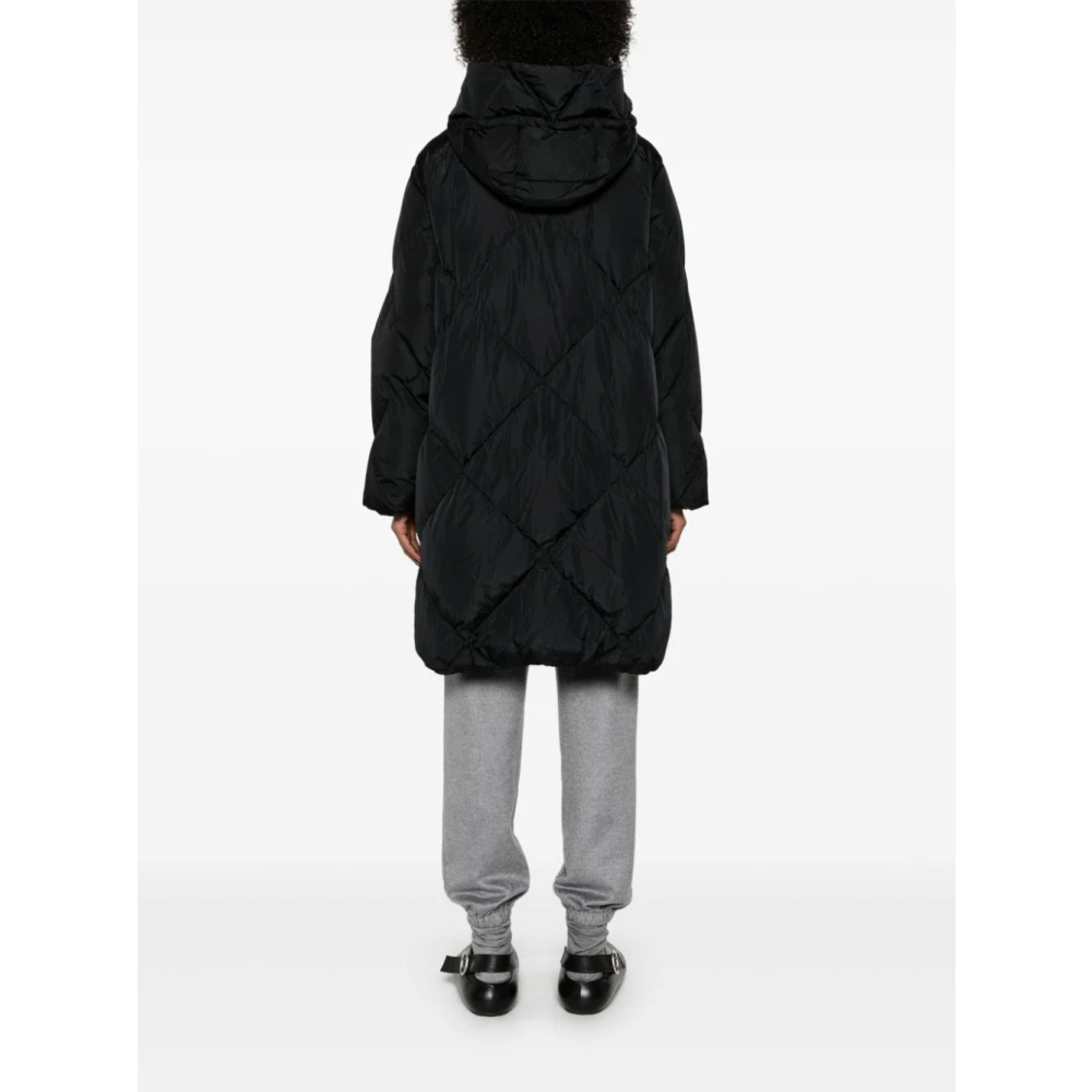 Max Mara Weekend Zwarte Gewatteerde Pufferjas met Capuchon Black Dames