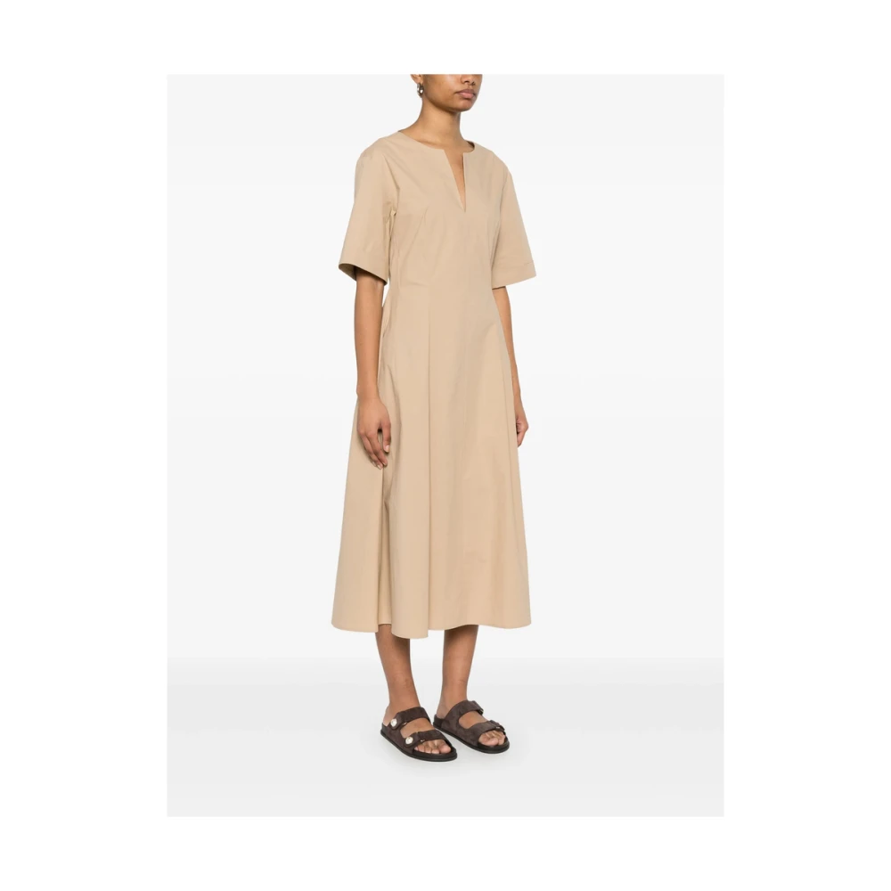 Antonelli Firenze Beige Geplooide Jurk met Zakken Pink Dames