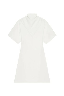 robe-blanche-a-echarpe-manches-courtes-a-ligne
