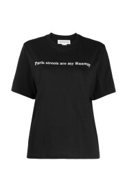 Zwart tekstprint biologisch katoenen T-shirt