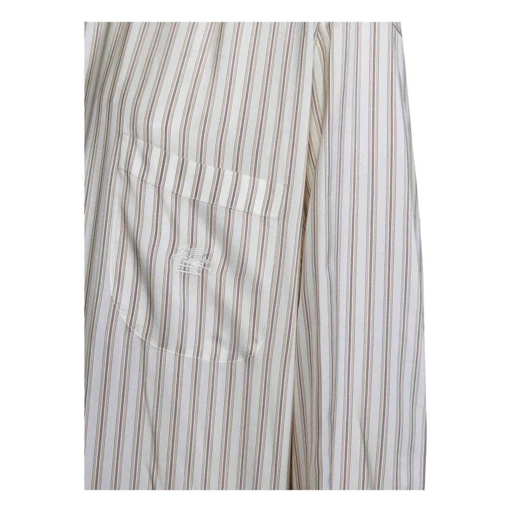 ETRO Gestreepte Beige Zijden Overhemd Beige Dames