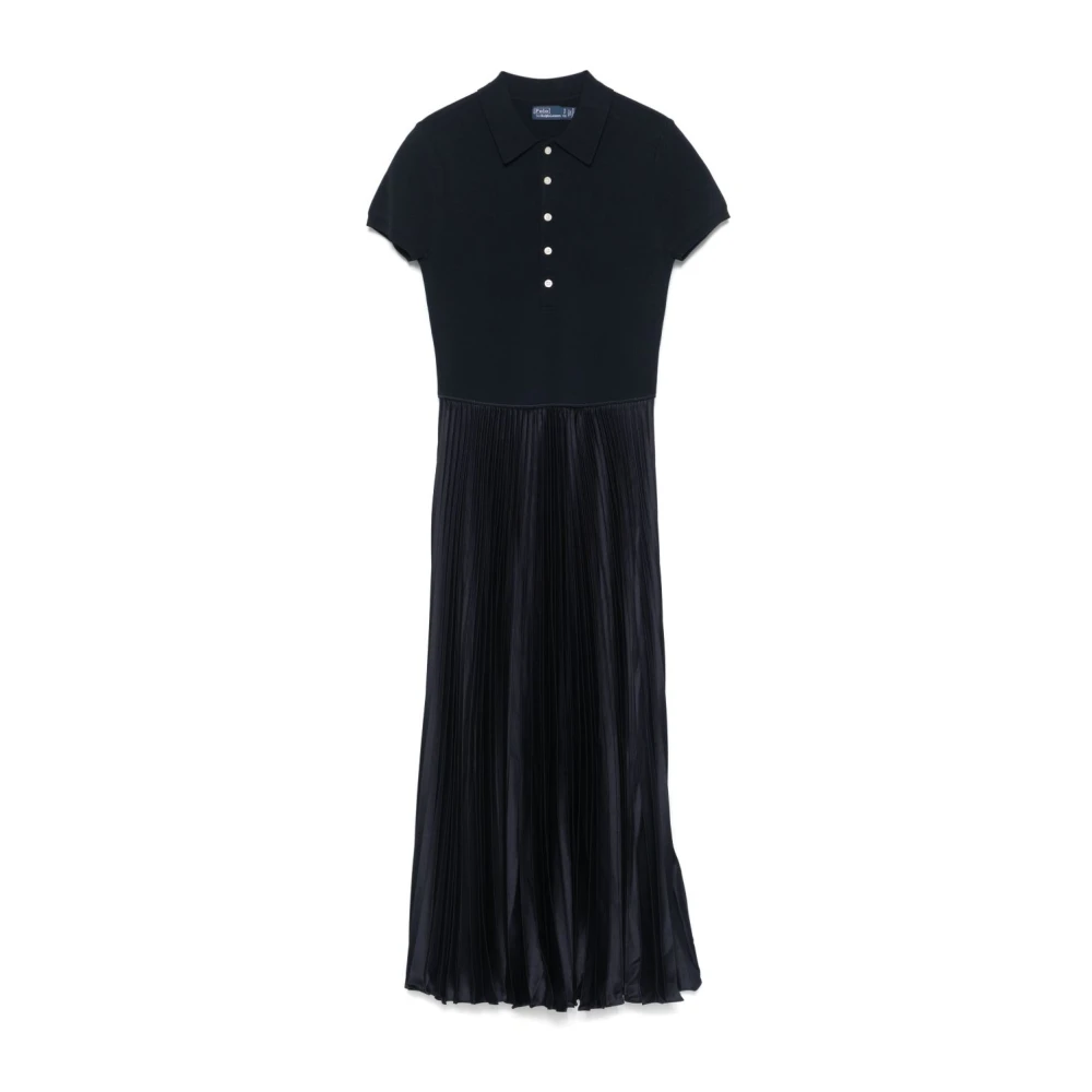 Polo Ralph Lauren Navy Blue Geplooide Polo Jurk Blue Dames