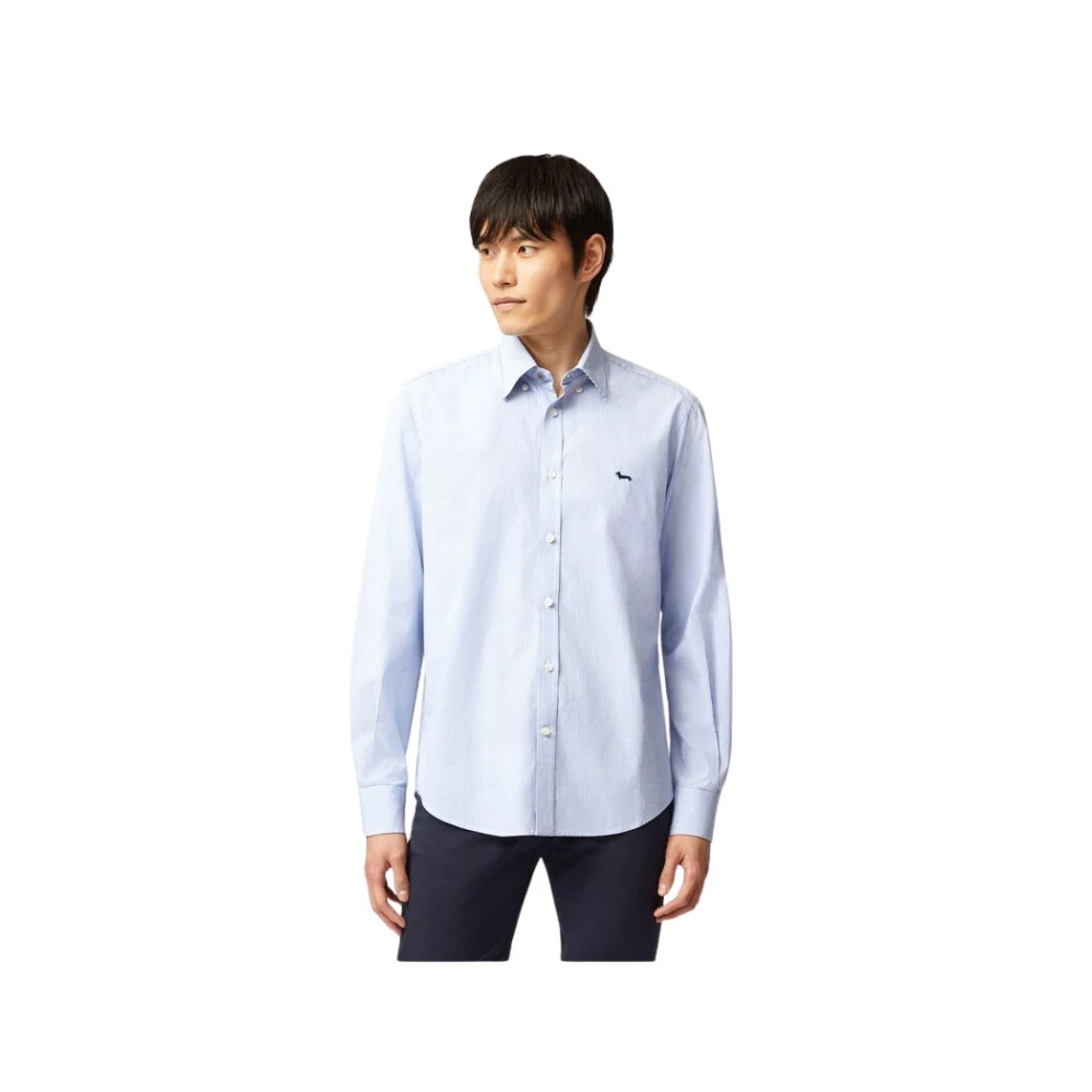 Harmont & Blaine Contrast Interne Overhemd Microcheck Lange Mouw Blue Heren