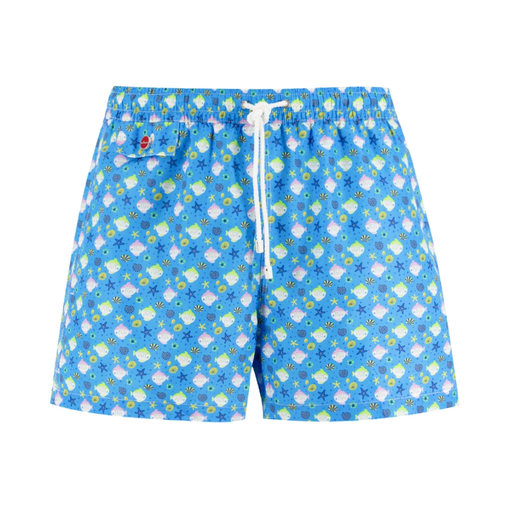 Kiton Badshorts med abstrakt mönster Blue, Herr