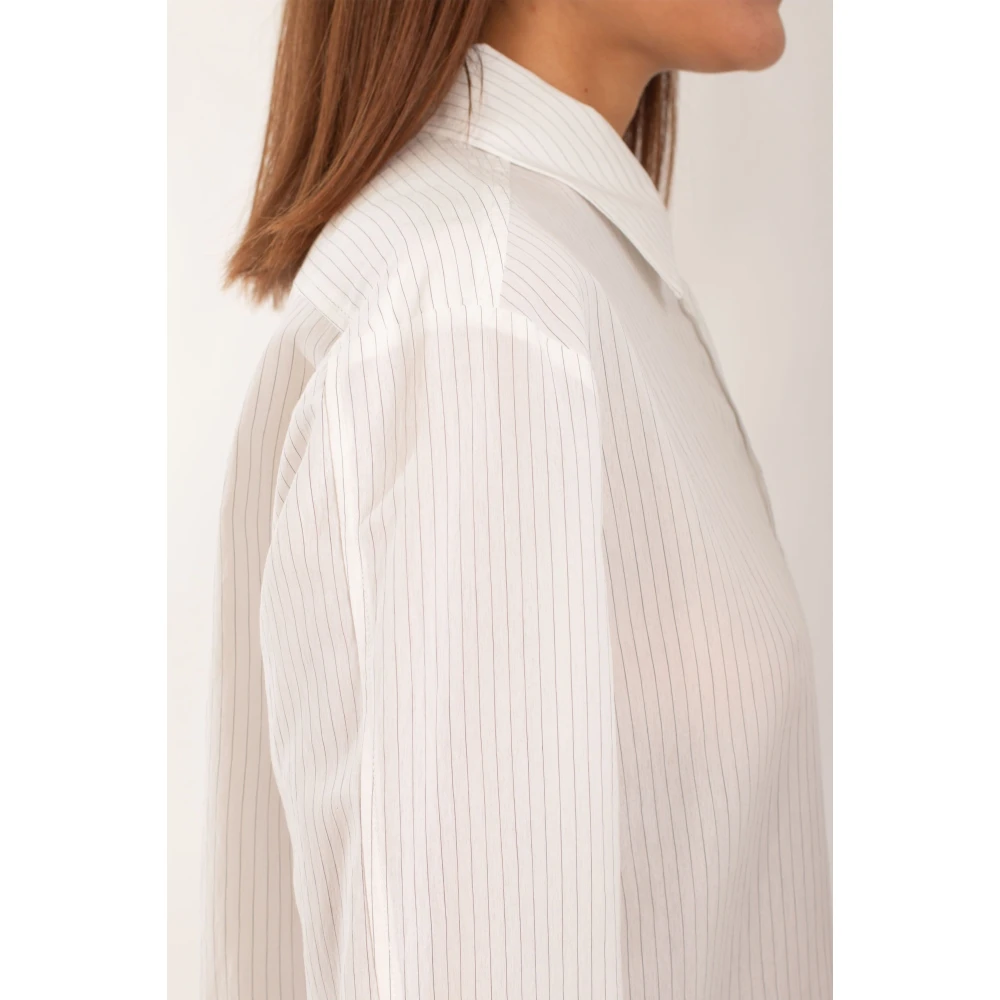 pinko Gestreept Zakoverhemd in Corea Stijl White Dames