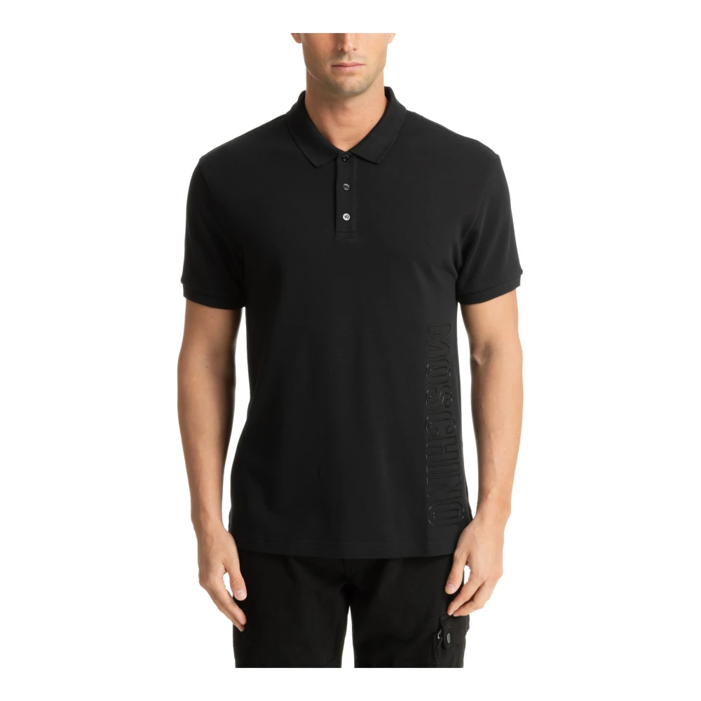Moschino Effen Polo Shirt met 3 Knopen Black Heren