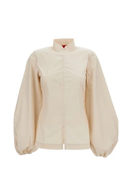 Camicia i bomull med dragkedja