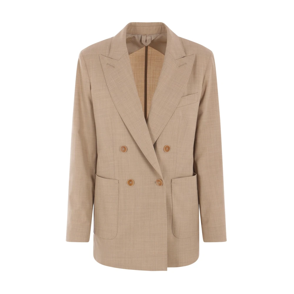 Max Mara Dubbelbreasted wolblend zandjas Beige Dames