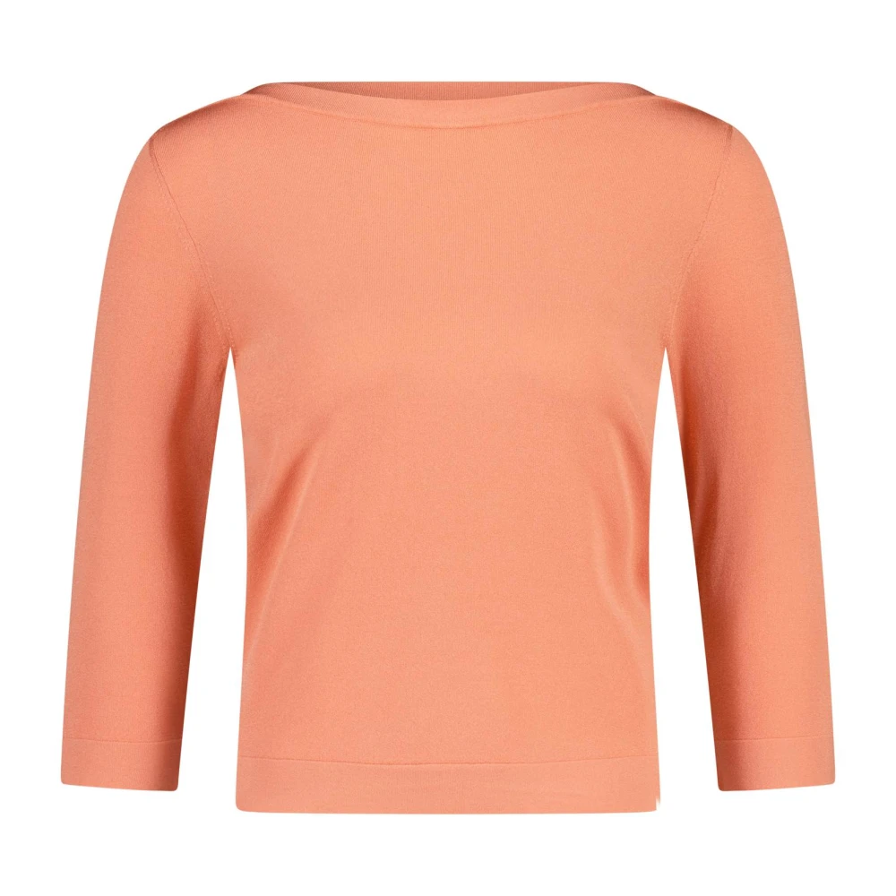 Roberto Collina Glanzende Gebreide Trui met 3 4 Mouwen Orange Dames