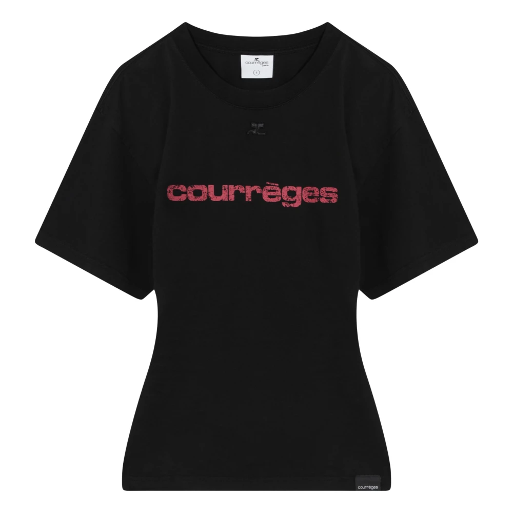 Courrèges Korte Mouw Ronde Hals T-Shirt Black Dames