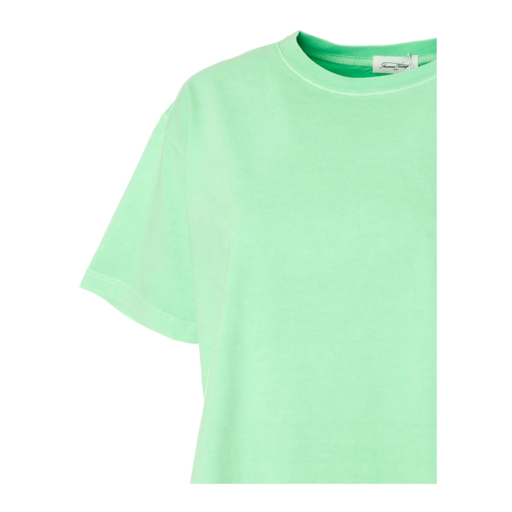 American vintage Casual Ribgebreid T-shirt met Relaxte Pasvorm Green Dames
