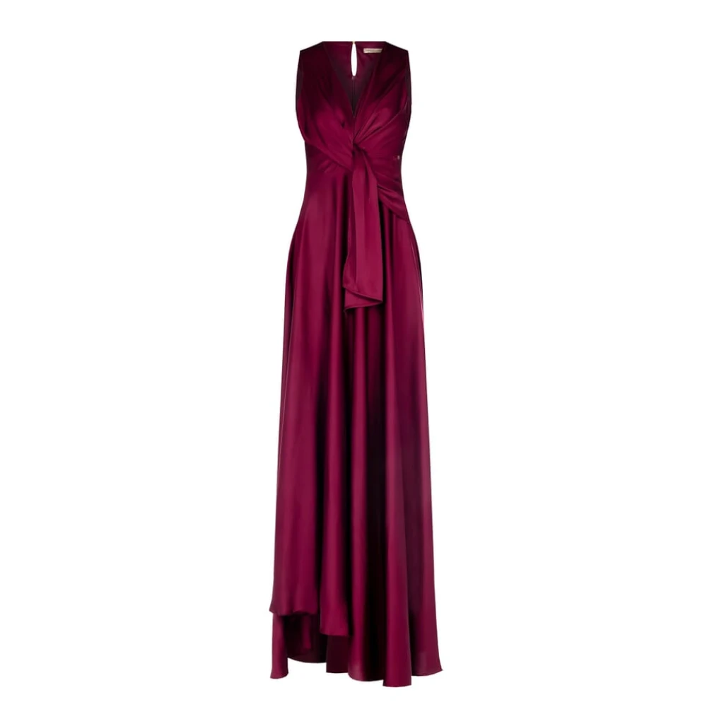 RINASCIMENTO Satin V-hals Jurk met Heup Drapering Red Dames