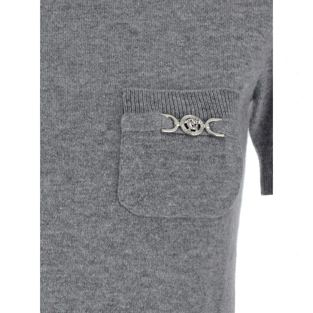 Versace Grijze Trui Korte Mouwen Stijlvol Gray Dames
