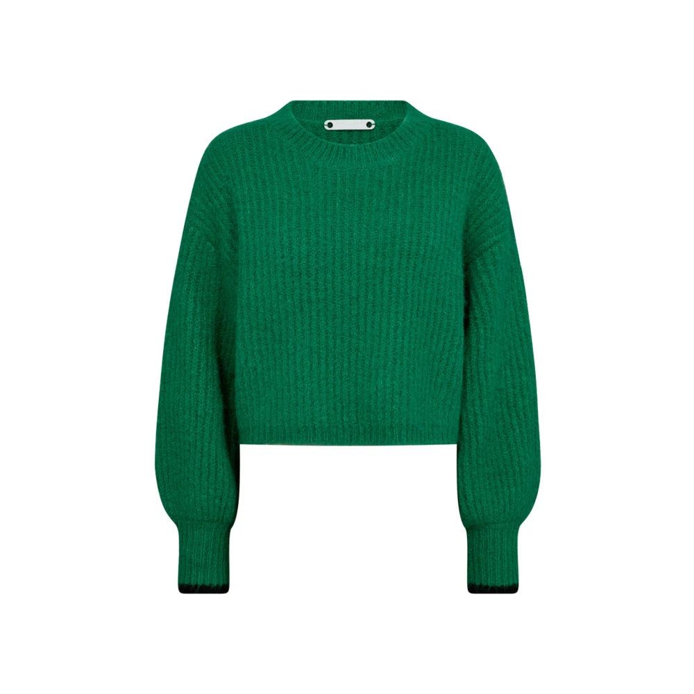 Co'Couture Groene Gebreide Trui met Pofmouwen Green Dames