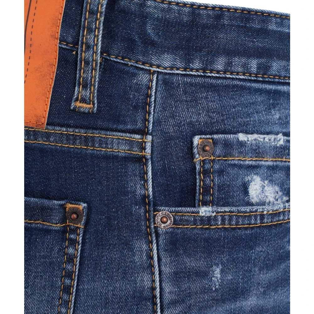 Dsquared2 Destroyed Jeans met Logo Details Blue Heren