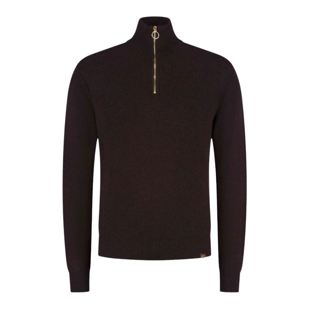 Paul & Shark Men's Coffee/Gold Tech Wool Half Zip Sweater, Man, Size: Xxl - Image 3