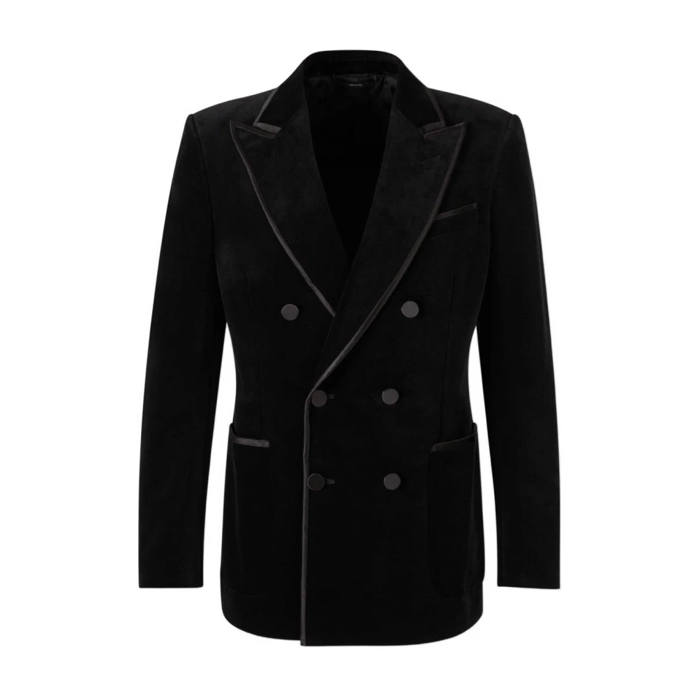 Tom Ford Men's Black Blazers, L, Double-Breasted Peak Lapel Jacket
