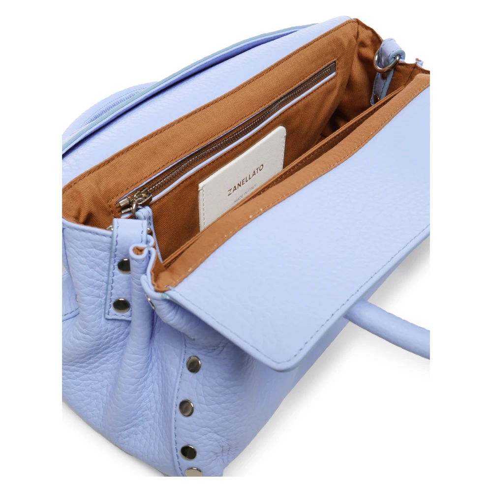 Zanellato Blauwe leren schoudertas Blue Dames