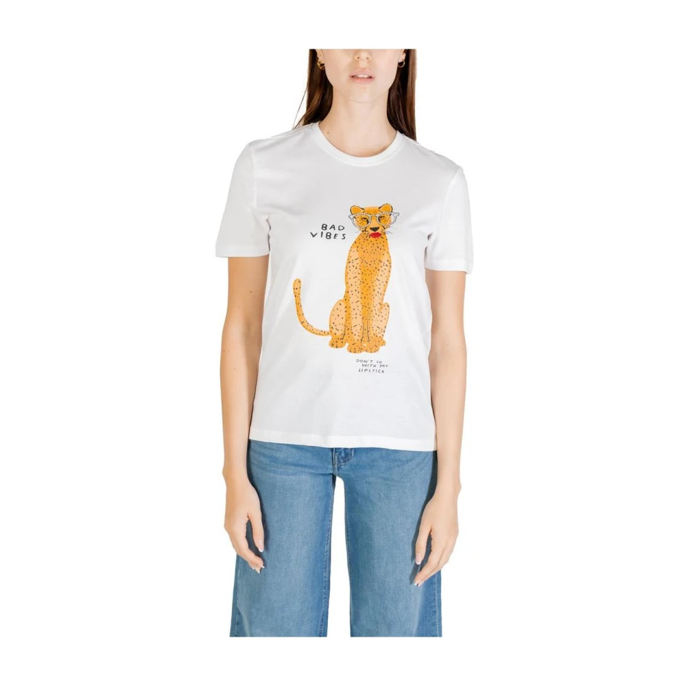 Only Women's White T-Shirts, Xs, Cotton Crewneck T-Shirt