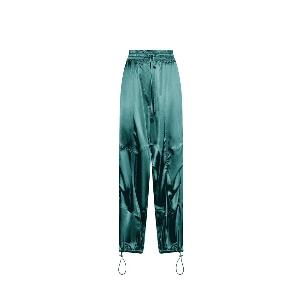 John Richmond Vrouw Blauw Broeken Dames, S, Satijn, Panelled Drawstring Track Pants