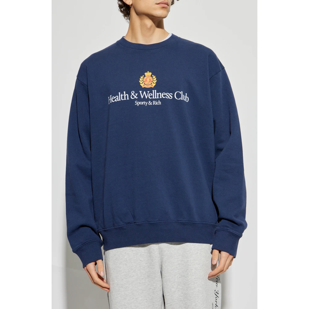 Sporty & Rich Sweatshirt uit de NY Crest collectie Blue Unisex