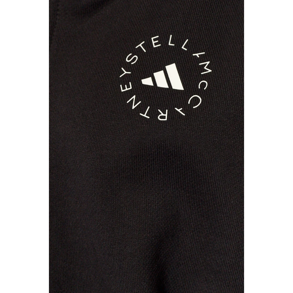 adidas by stella mccartney Geknipte hoodie met logo Black Dames