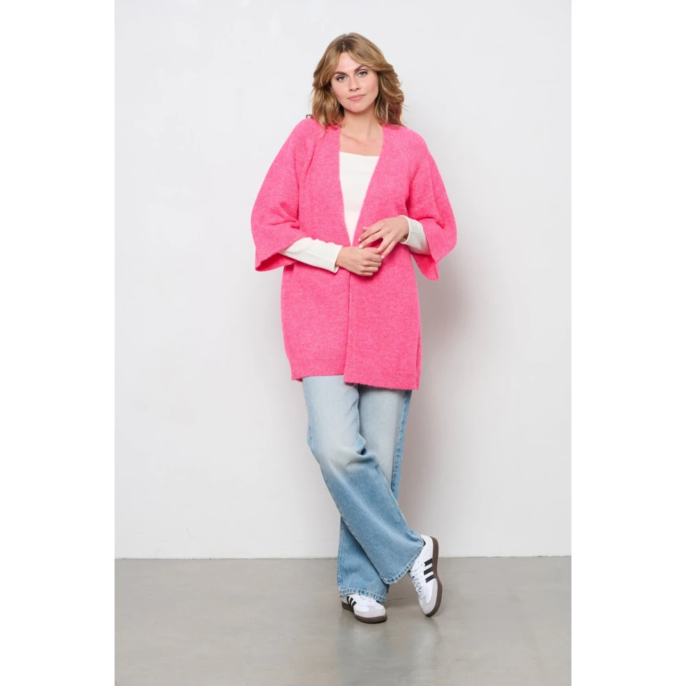 &Co Woman Lange gebreide trui Pink Dames