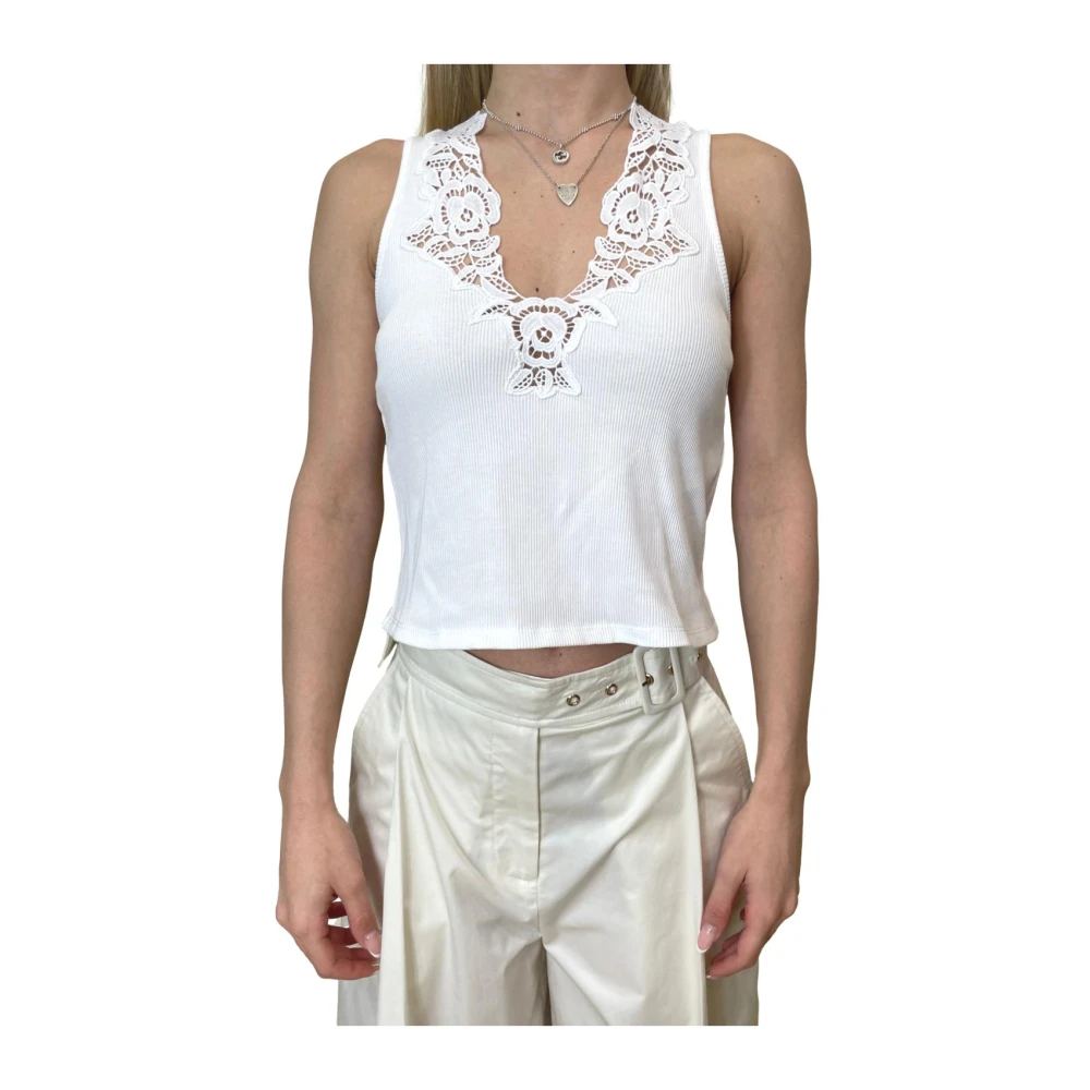 Twinset Women's White T-Shirts And Polos - Sleeveless Tops - M - Tops