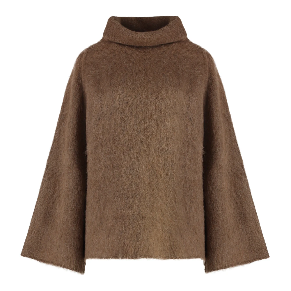 Malo Klokmouwen Wollen Turtleneck Sweater Brown Dames