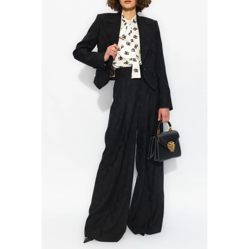 Dolce & Gabbana Geplooide broek met monogram Black Dames
