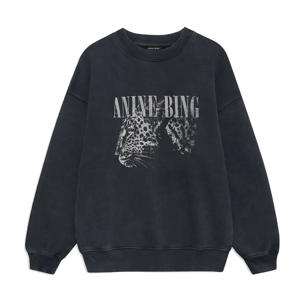 Anine Bing Women's Black Cool Print Sweatshirt Washed - Sweatshirts - Xs - Sweatshirts & Hoodies