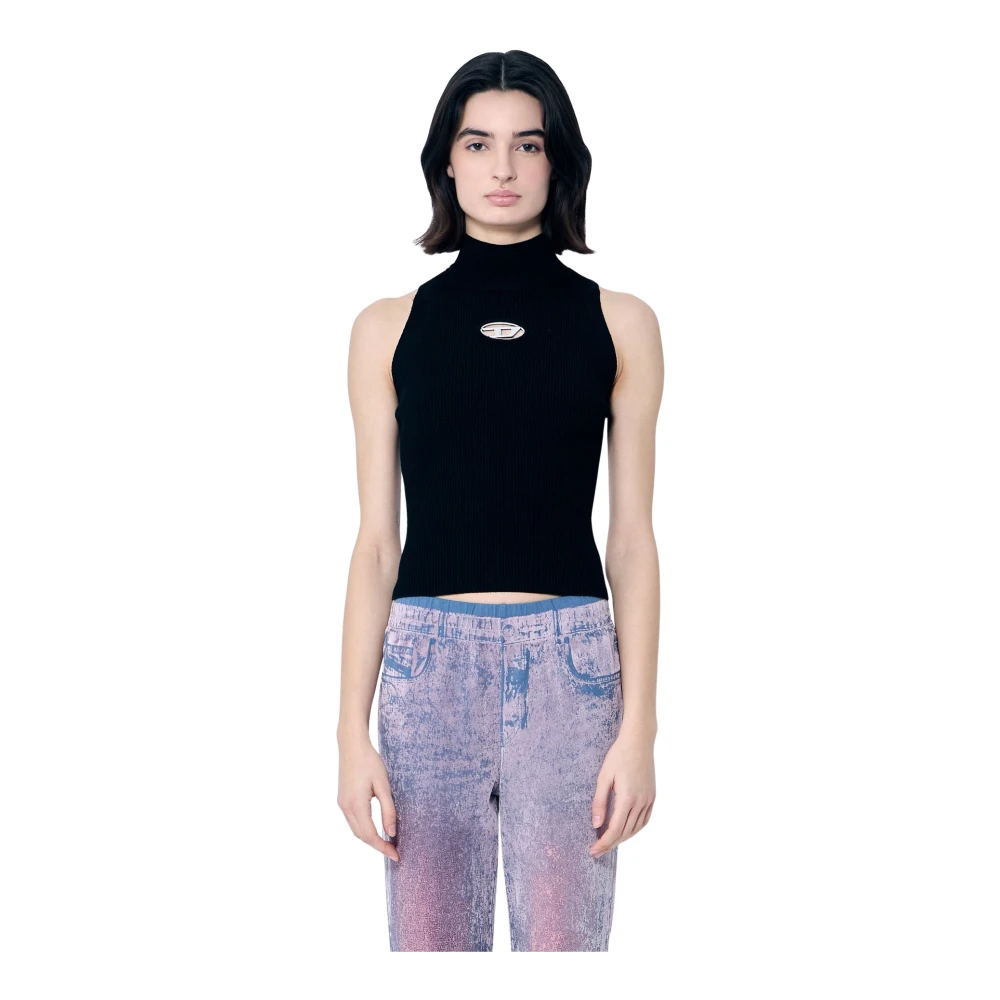 Diesel Rib Top met D Cut-Out Hardware Black Dames