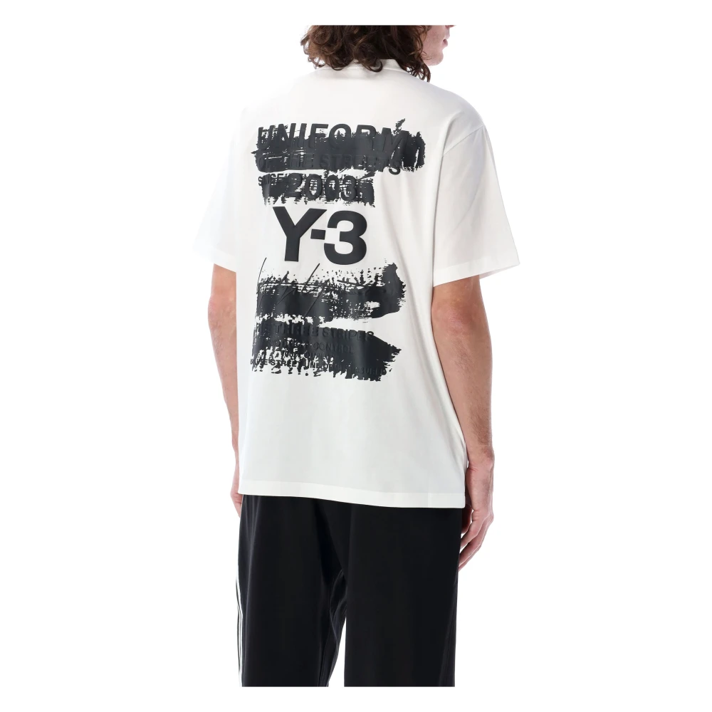 Y-3 Grafisch Katoenen T-shirt Wit White Heren