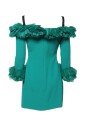 mini-robe-verte-a-volants-et-epaules-denudees