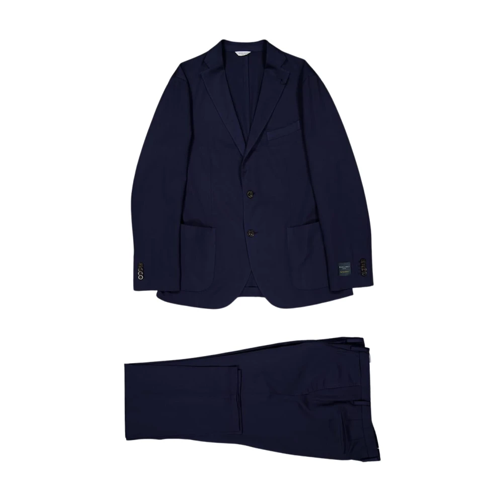 Boglioli Men's Blue Single Breasted Suits, 3XL, Virgin Wool 2-Button Suit