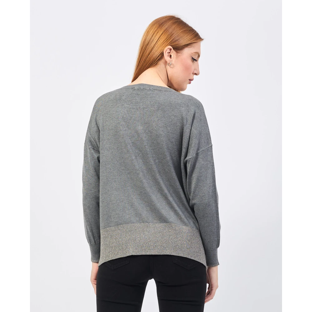 Gaudi Grijze Gebreide Boothals Trui Gray Dames