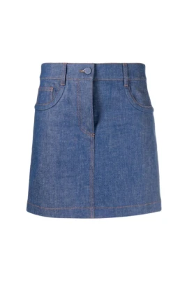 Denimkjol med präglad logotyp