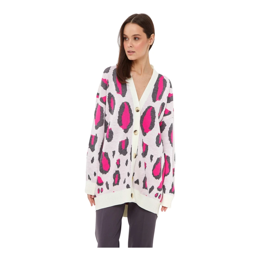 Cesare Gaspari Oversized Cardigan Off White Multicolor Dames