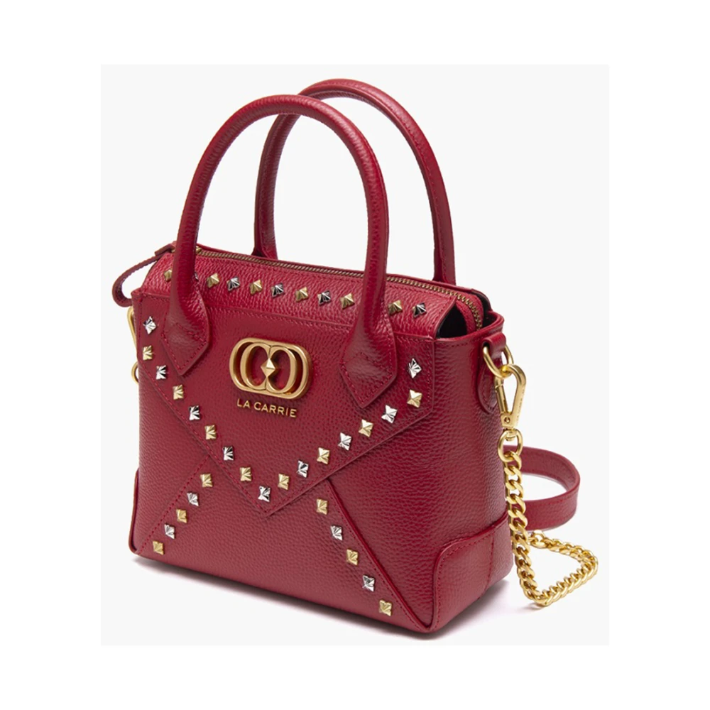 La Carrie Rode Frivole Kleine Leren Handtas met Studs Red Dames
