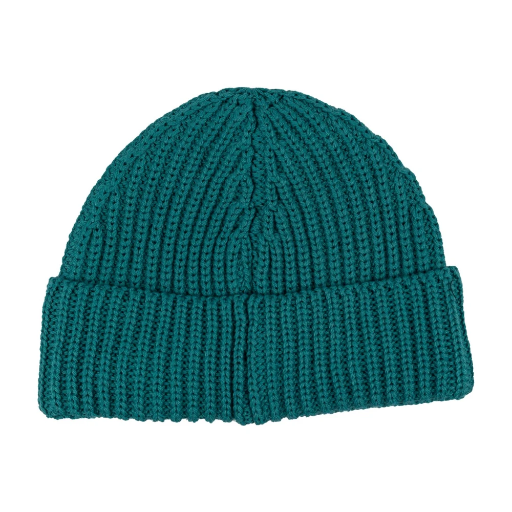 Dondup Geribbelde wollen muts met stoffen logo Blue Heren