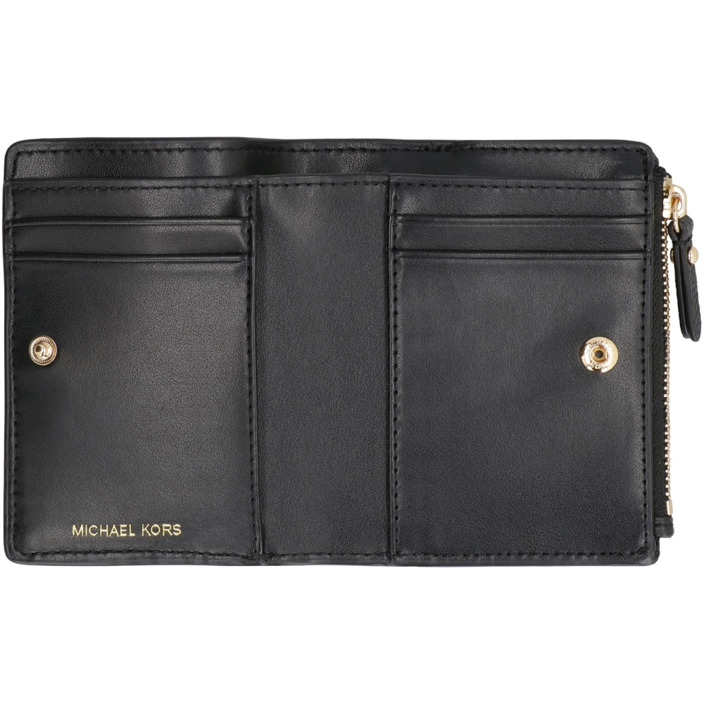 Michael Kors Korrelige leren portemonnee met drukknoopsluiting Black Dames