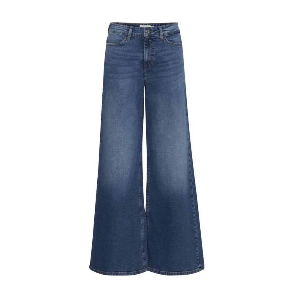 Ichi Women's Blue Wide Jeans,, Bootcut Cotton Jeans With Elastane W26 L32