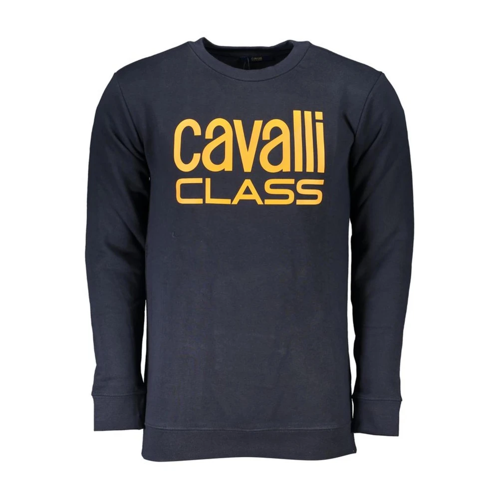 Cavalli Class Blauwe Katoenen Sweatshirt met Logo voor Mannen Blue Heren