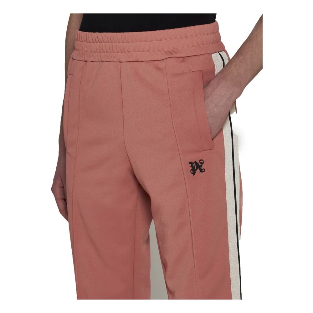 Palm Angels Zwarte Broek met Zijstreepdetail Pink Heren
