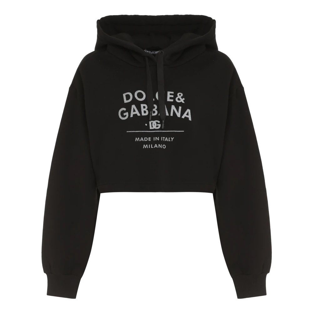 Dolce & Gabbana Geribbelde Katoenen Hoodie Black Dames