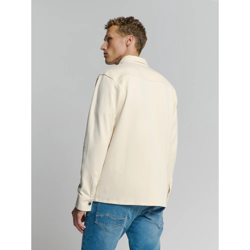 No Excess Knoopsluiting Overshirt Sweatshirt White Heren