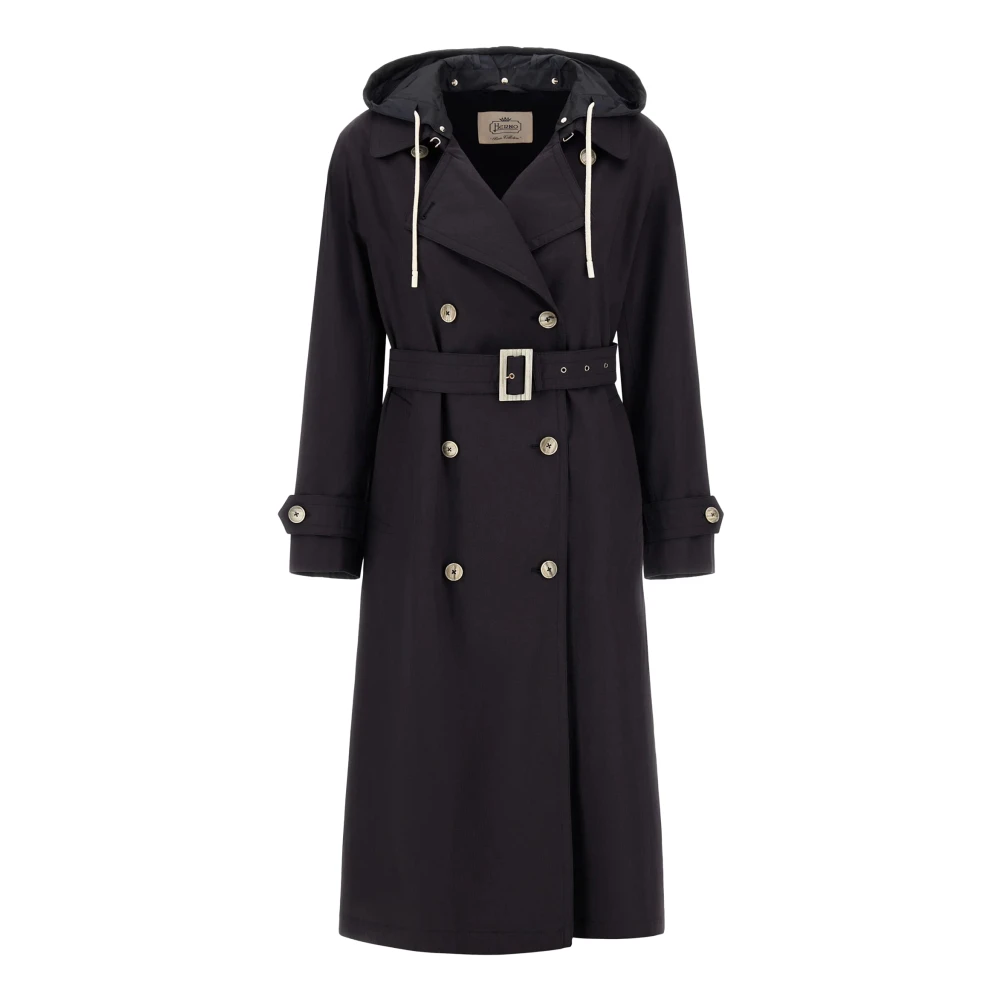 Herno Women's Blue Trench Coats, Xs, Trench Coat In Dean And New Techno Taffetà