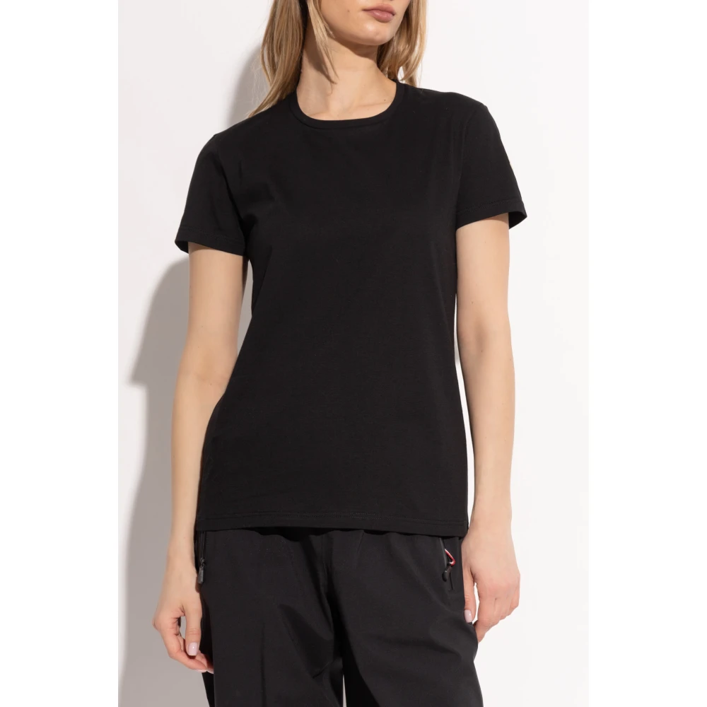 Moncler Katoenen T-shirt met ronde hals Black Dames