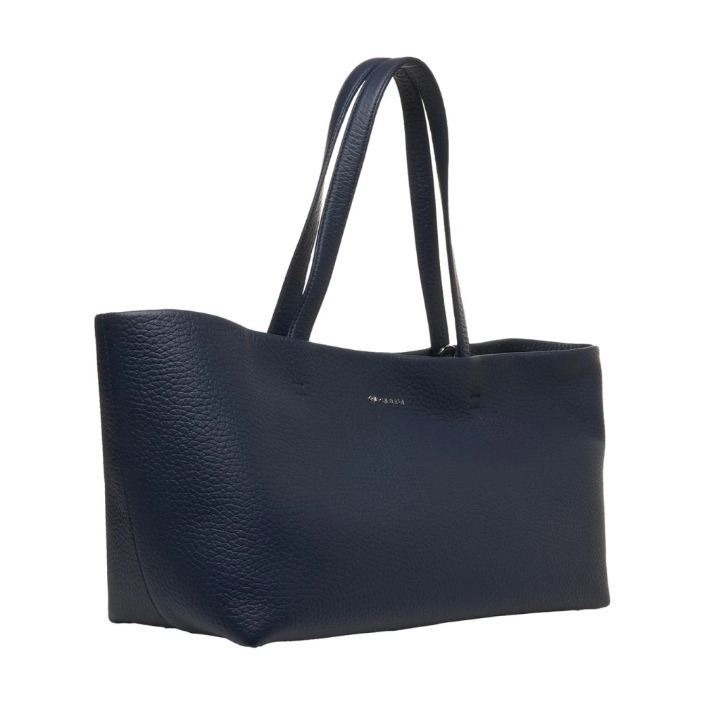 Orciani Blauwe Leren Shopper Tas Blue Dames