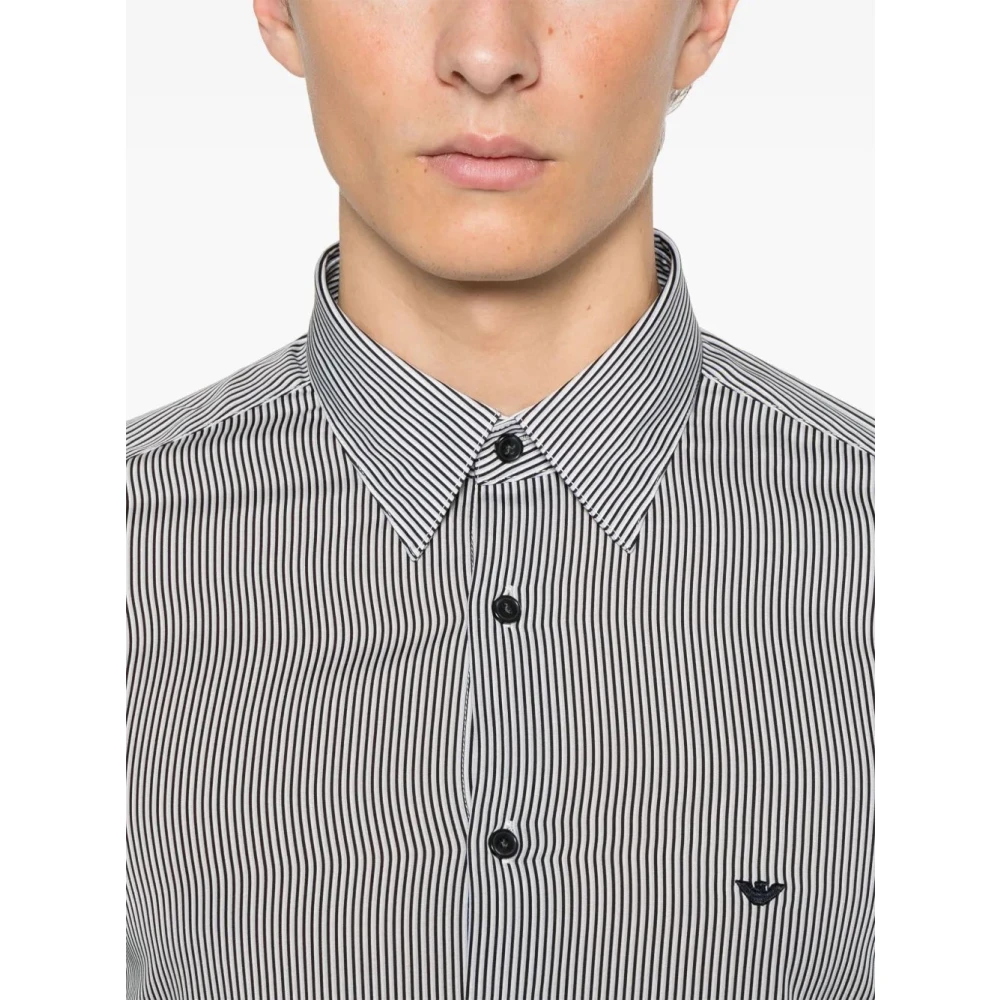 Emporio Armani Casual Katoenen Overhemd voor Mannen Gray Heren